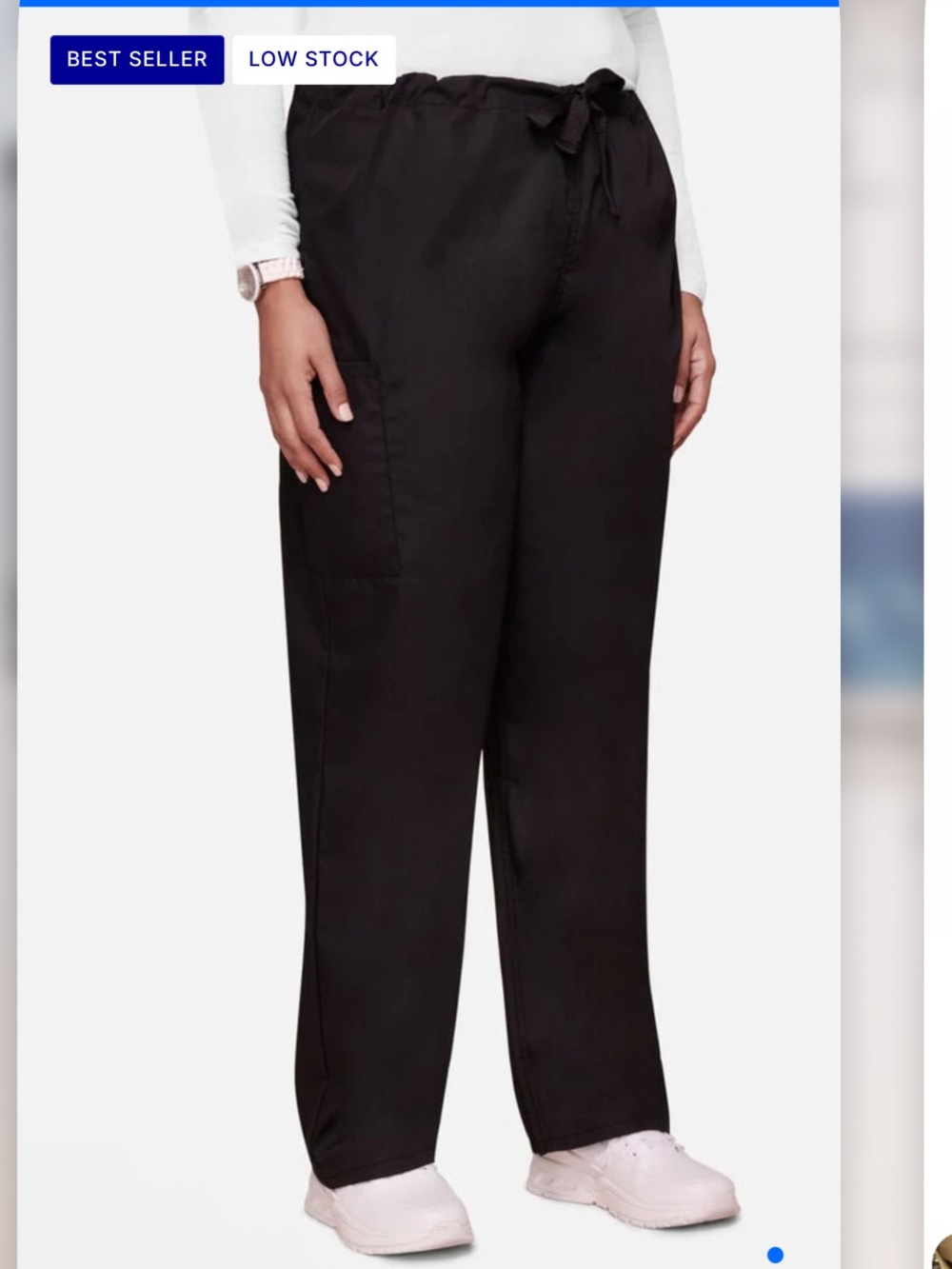 Cherokee Workwear 4100 4100T Tall Unisex Cargo Scrubs Drawstring Pants Black - Picture 7 of 10